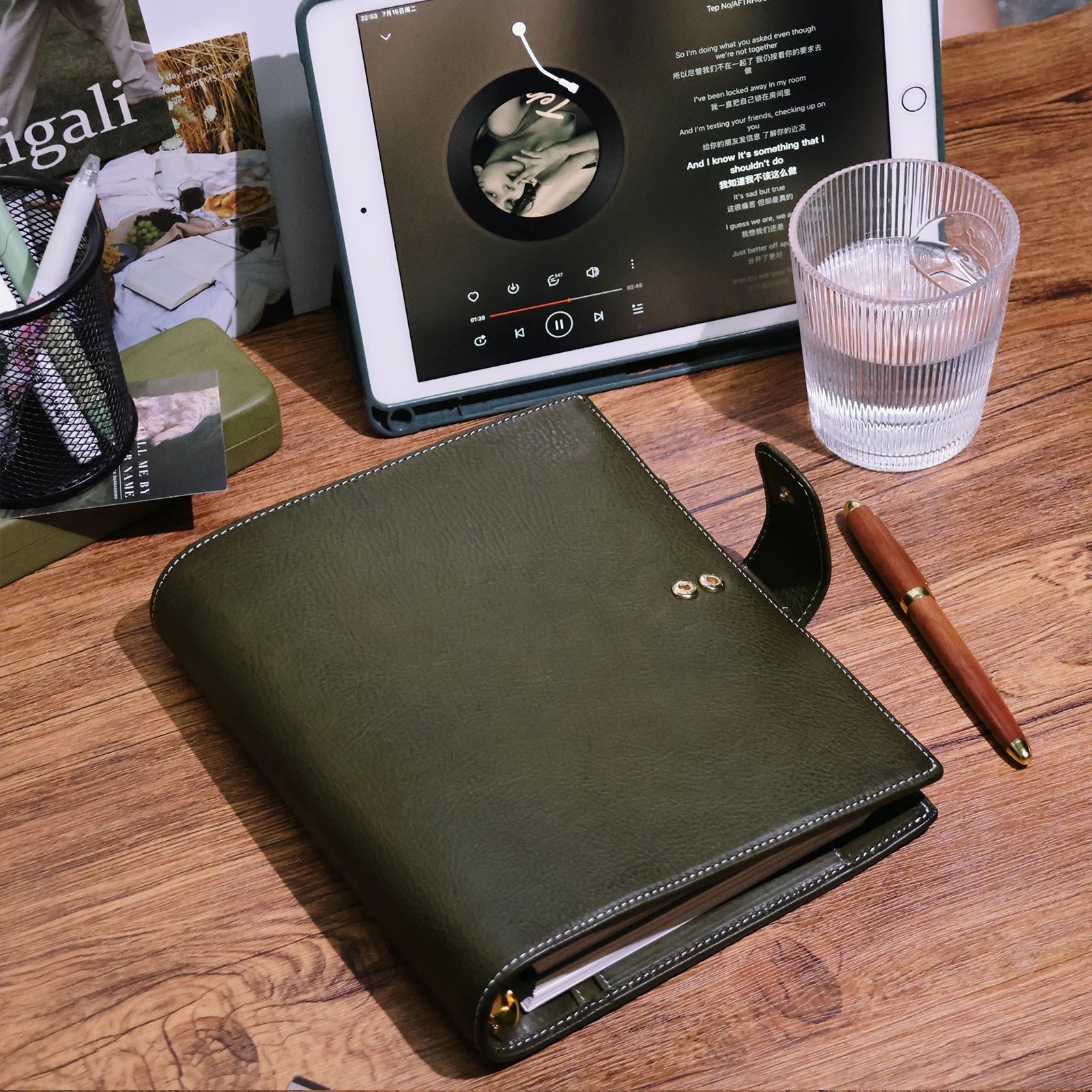 BURXXONG A5 Organizer Minerva Box Genuine Leather Journal Notebook,Stalogy Rings Planner Notebook with 30MM Binder Agenda Diary