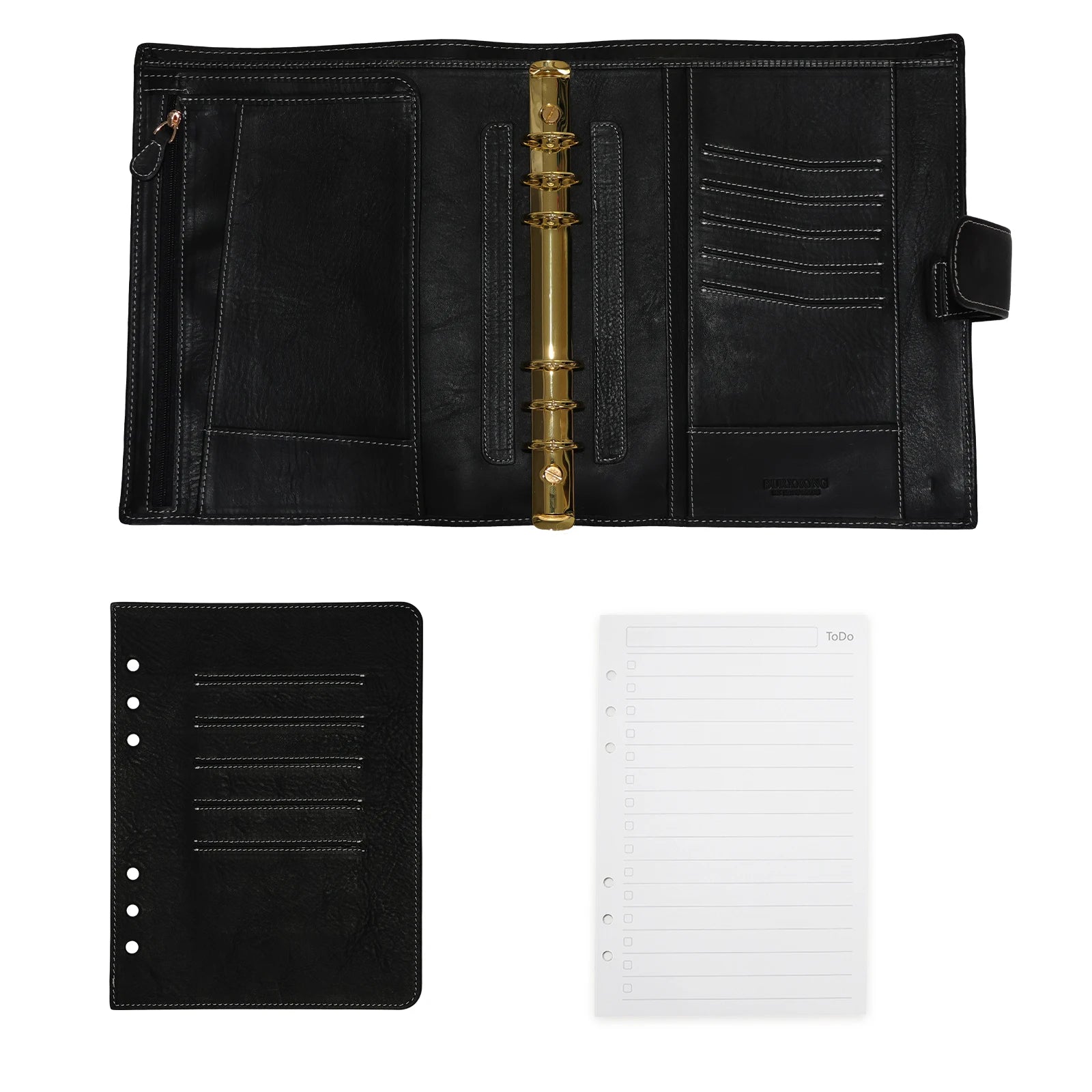 BURXXONG A5 Organizer Minerva Box Genuine Leather Journal Notebook,Stalogy Rings Planner Notebook with 30MM Binder Agenda Diary