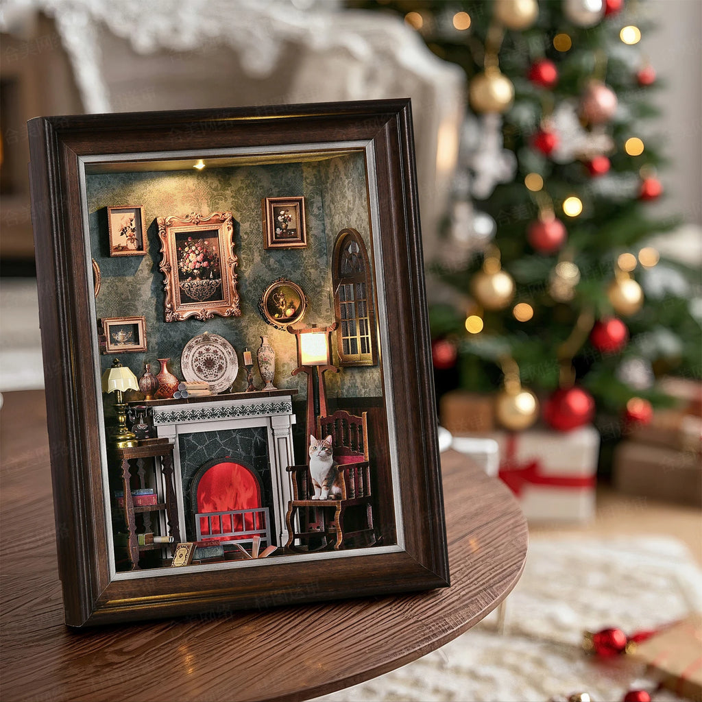 Book Nook Kit Holiday Bookstore DIY 3D Wooden Puzzle Dollhouse Photo frame ornament Model Bookend Building Home Decoration
