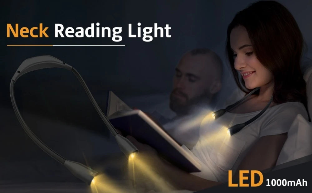LED Reading Neck Light Usb Rechargeable Book Lamp 360° Flexible Arm Reading Book Light Read Neck Lamp Study Reading Night Light