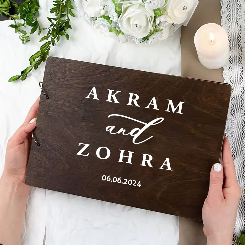 Personalised Wedding Wooden Guest Book Rustic A4/A5 Sign-in Book Custom Photo Album book Wedding Engagement Anniversary Gifts