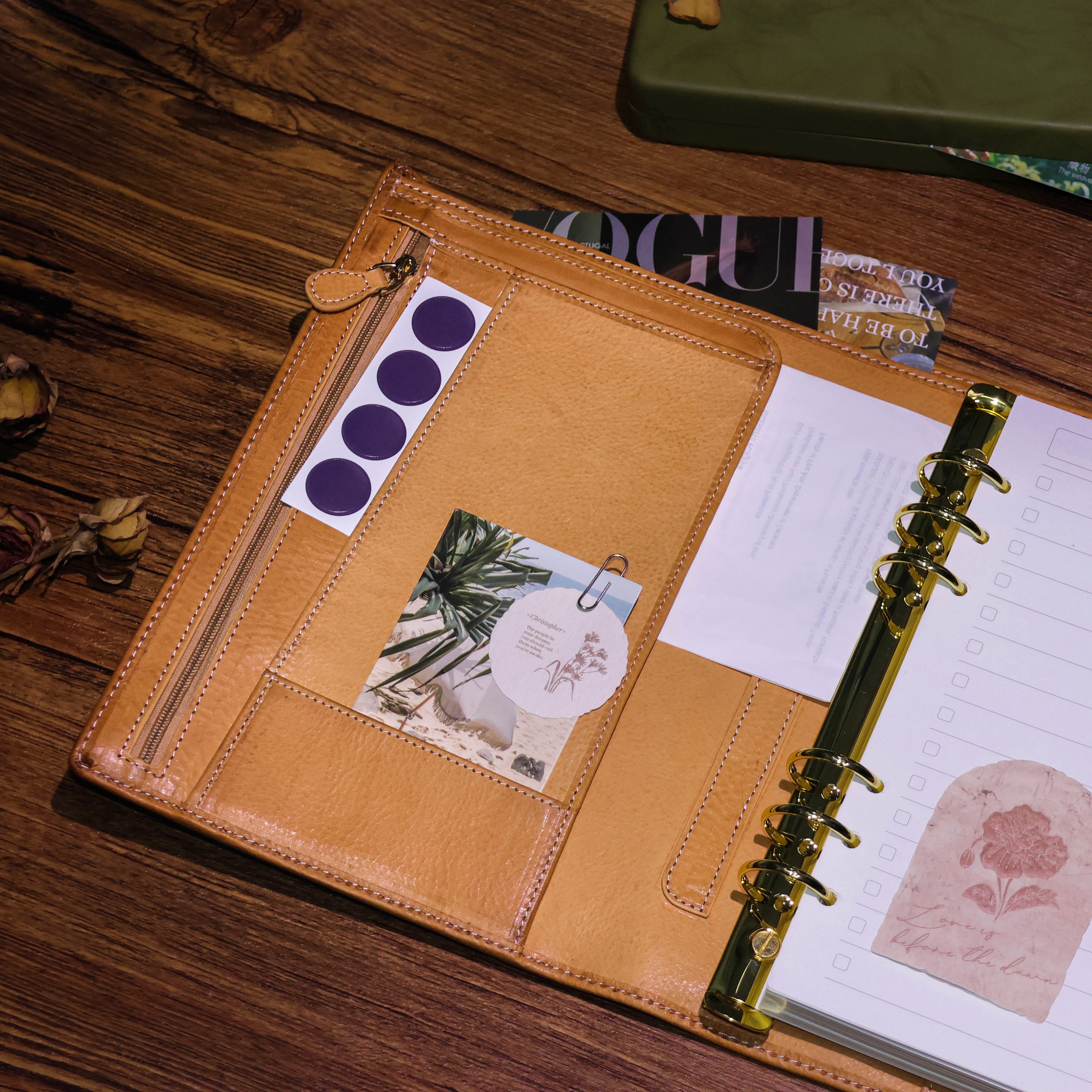 BURXXONG A5 Organizer Minerva Box Genuine Leather Journal Notebook,Stalogy Rings Planner Notebook with 30MM Binder Agenda Diary
