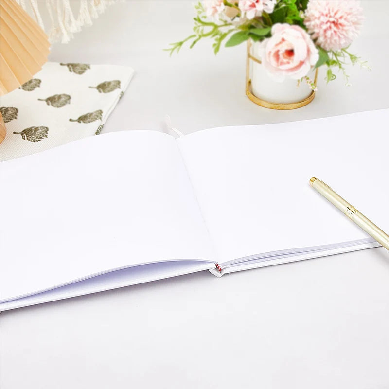 Personalized Modern Wedding Guest Book Minimalist Wedding Hardcover in Gold Custom name Anniversary Album Sign In Book