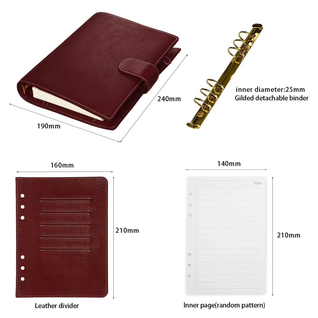 BURXXONG A5 Organizer Minerva Box Genuine Leather Journal Notebook,Stalogy Rings Planner Notebook with 30MM Binder Agenda Diary