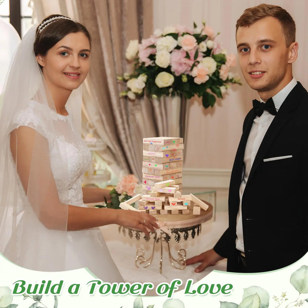 54-108pcs Wedding Guest Book Alternative Wooden Blocks Wedding Books for Guests to Sign Baby Shower Game Wedding Registry Ideas