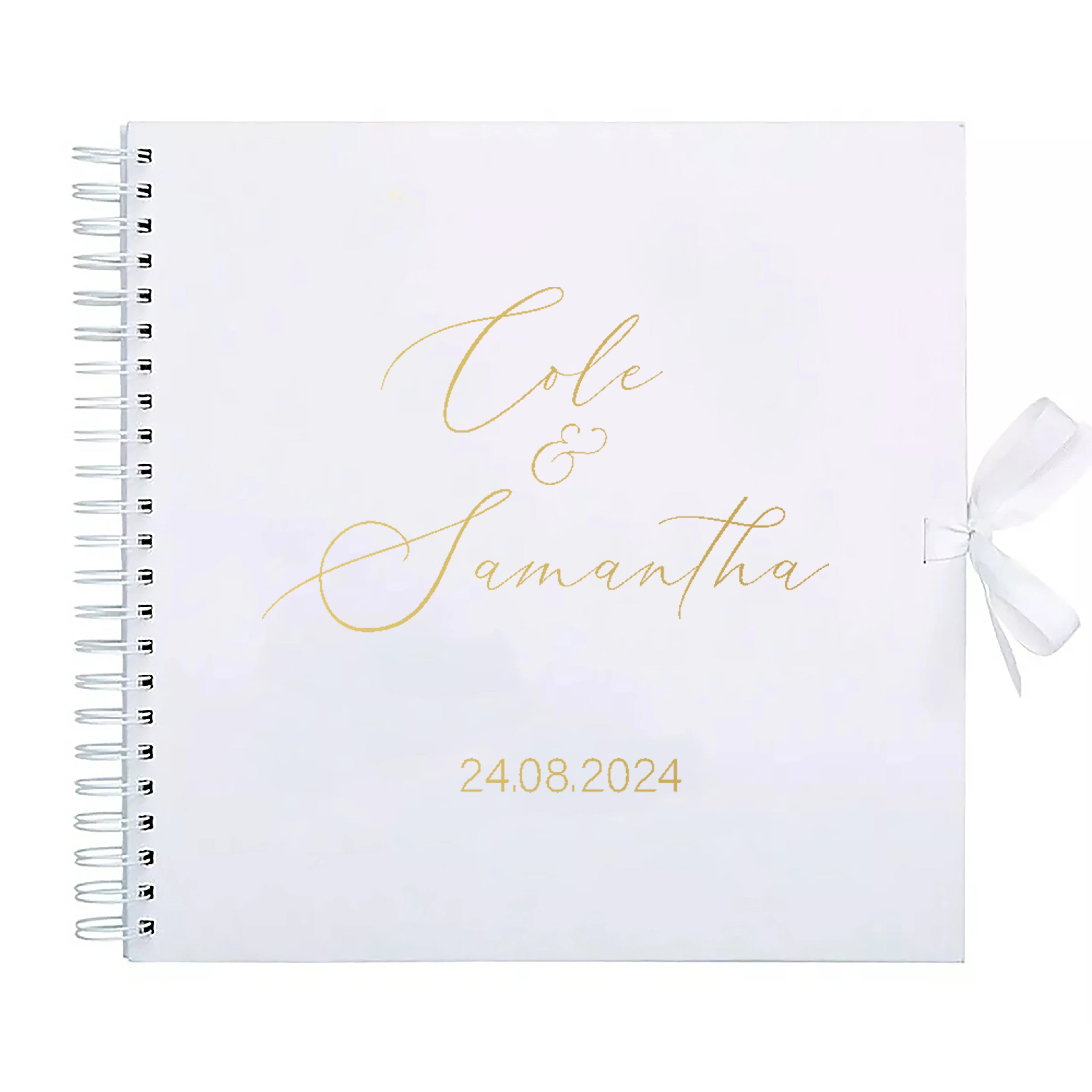 Personalized Wedding Guestbook with Ribbon Signing Book Weddings Ceremony Decoration Communion Signature Book Photo Album Gift