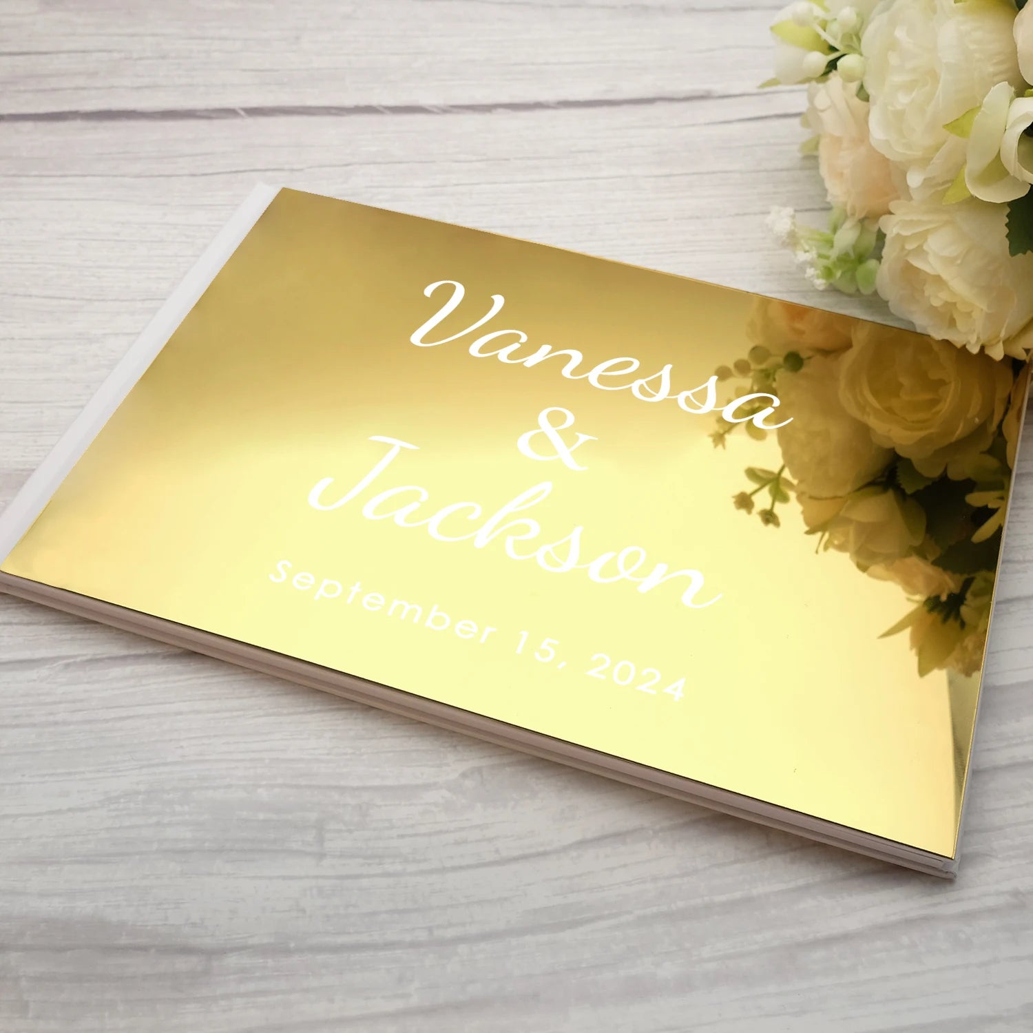 Personalized Wedding Custom Signature Guestbook Acrylic Cover Reception Book Engagement Rings Design Scrapbook Party Favors