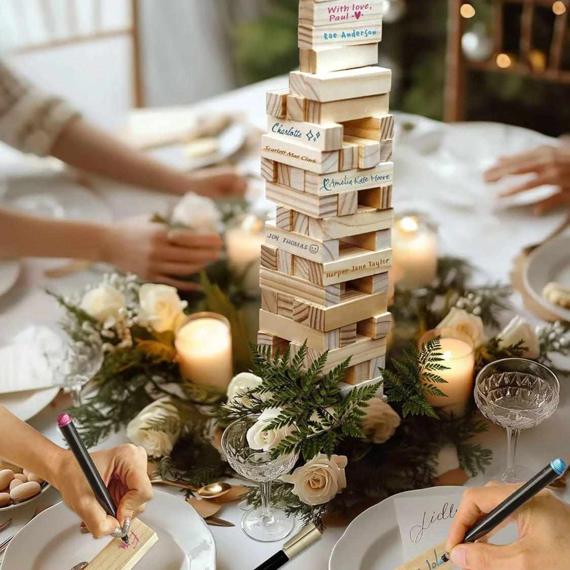 54-108pcs Wedding Guest Book Alternative Wooden Blocks Wedding Books for Guests to Sign Baby Shower Game Wedding Registry Ideas