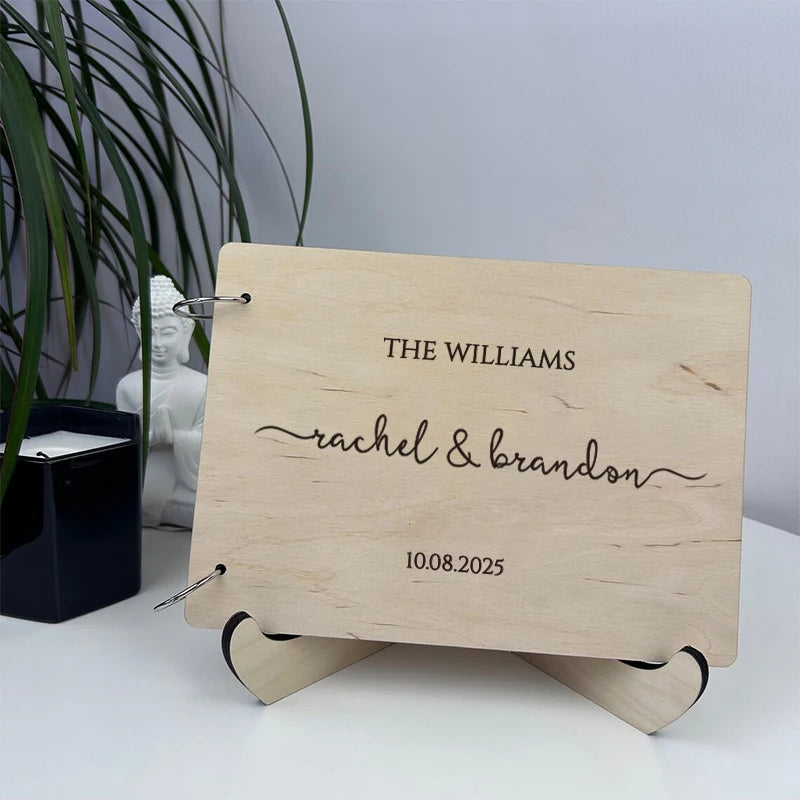 Personalised Wedding Wooden Guest Book Rustic A4/A5 Sign-in Book Custom Photo Album book Wedding Engagement Anniversary Gifts