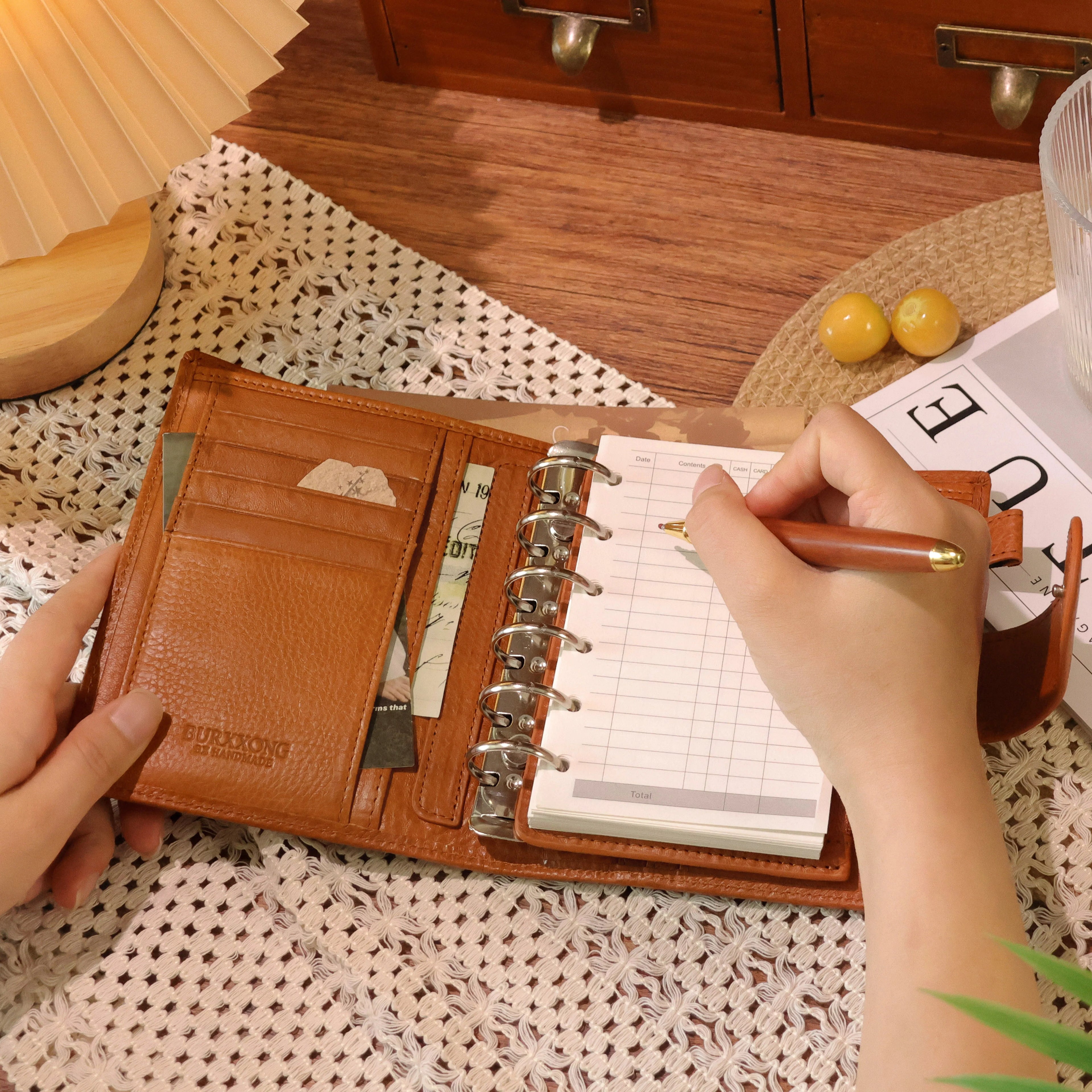 Burxxong Organizer  Concerta LA BRETAGN Genuine Leather Journal Notebook,Stalogy Rings Planner Pocket size Notebook with Binder