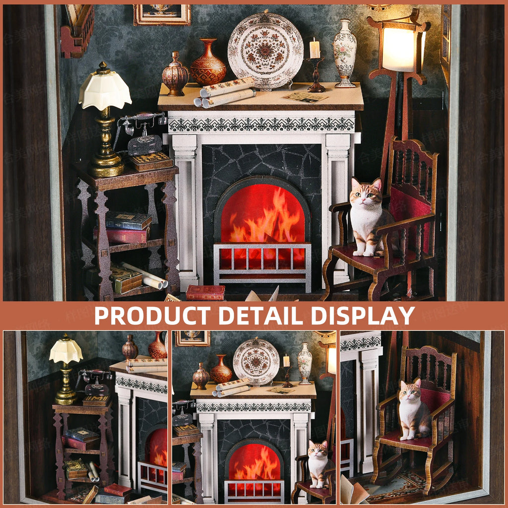 Book Nook Kit Holiday Bookstore DIY 3D Wooden Puzzle Dollhouse Photo frame ornament Model Bookend Building Home Decoration