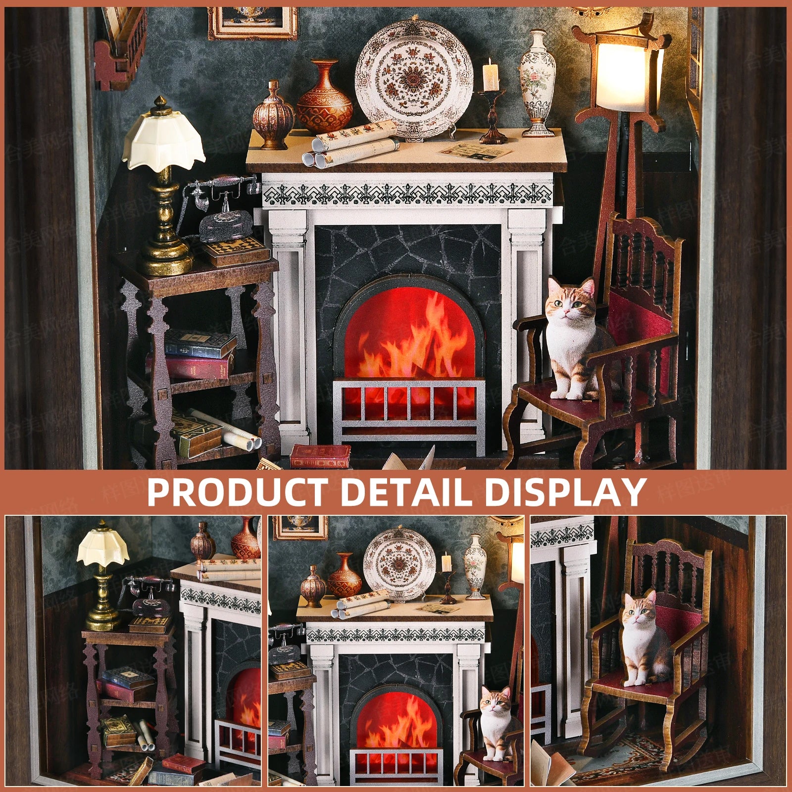 Book Nook Kit Holiday Bookstore DIY 3D Wooden Puzzle Dollhouse Photo frame ornament Model Bookend Building Home Decoration