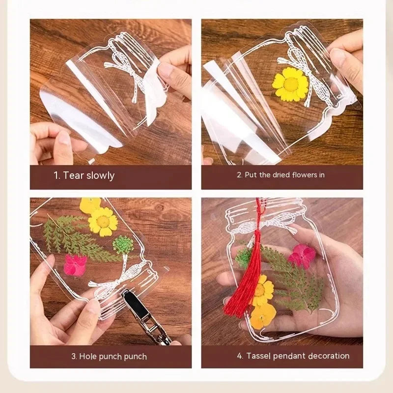 20-100pcs Diy Transparent Dried Flower Bookmarks Students Handmade Creative Small Bottle Plant Specimens Book Mark Stationery