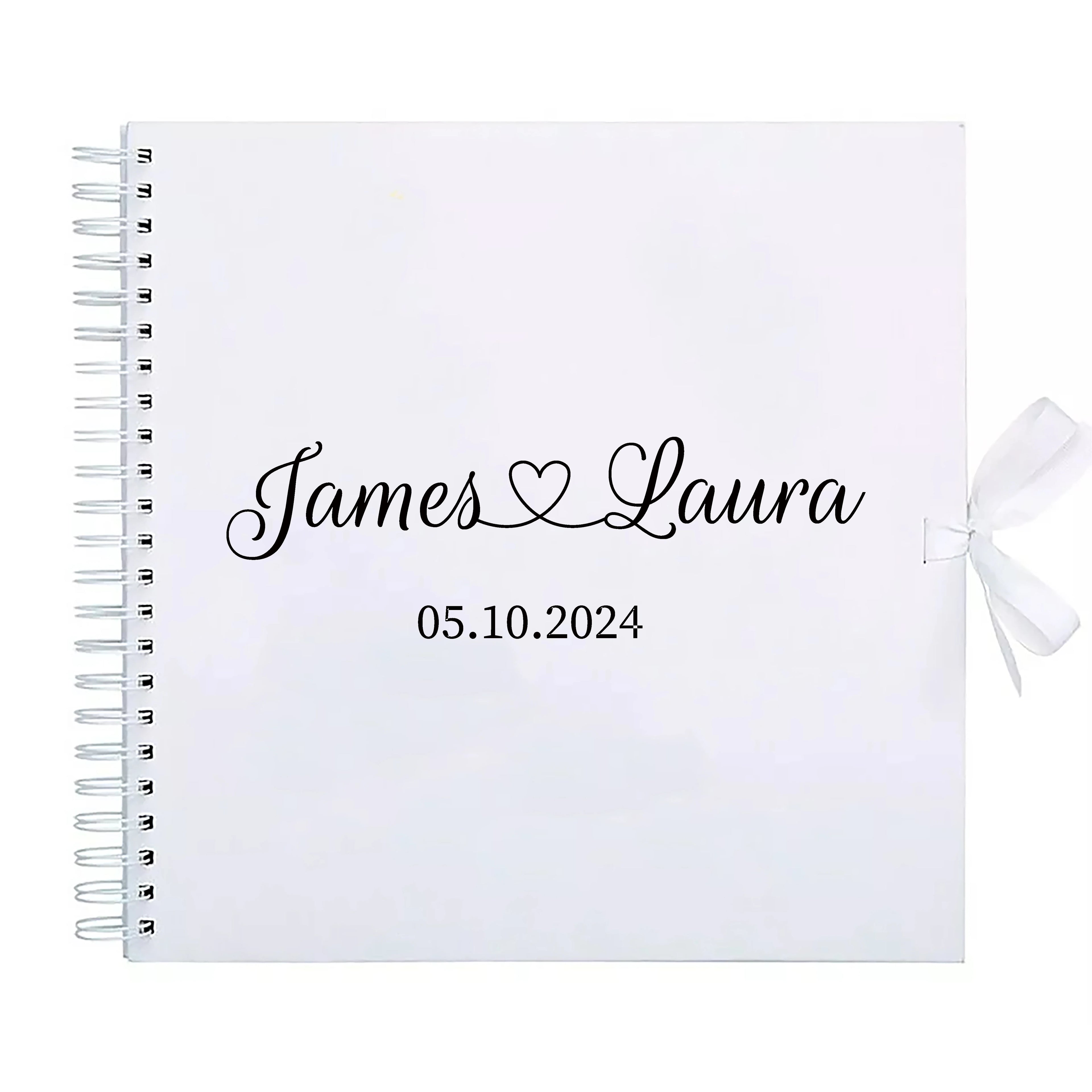 Personalized Wedding Guestbook with Ribbon Signing Book Weddings Ceremony Decoration Communion Signature Book Photo Album Gift