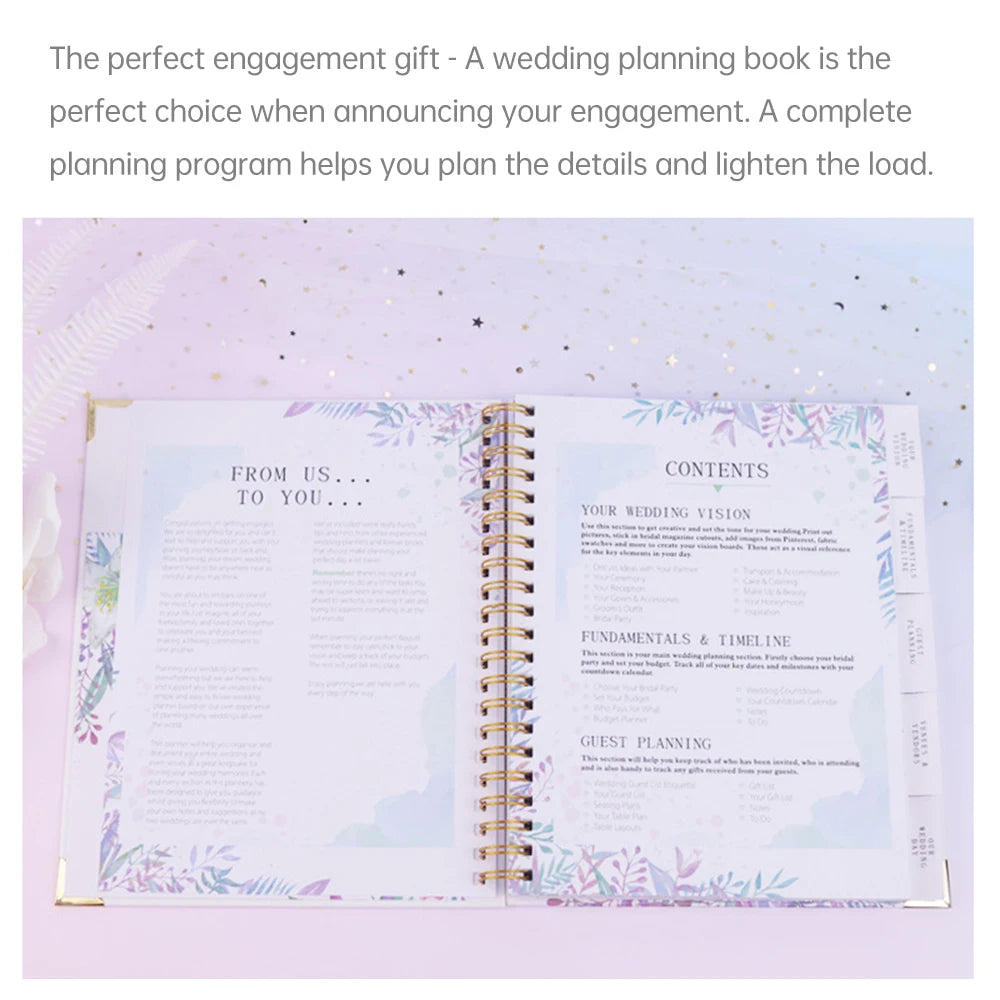 Wedding Planner Book for the Bride Wedding Planning Organizer with 5 Tabbed Sections 11.4x9.4in Hardcover with Metal Corner