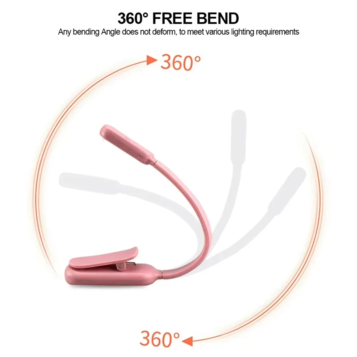 Usb Rechargeable Mini Led Book Light Stepless Brightness Clip on Reading Lights Lamp 360° Bending Angle Cold Warm Neutral White