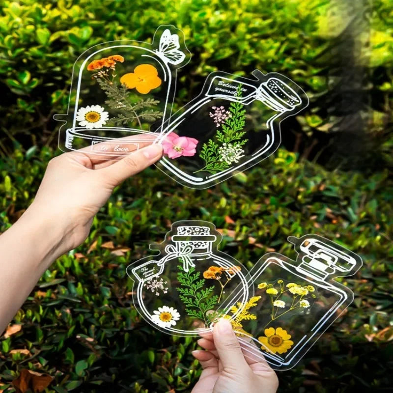 20-100pcs Diy Transparent Dried Flower Bookmarks Students Handmade Creative Small Bottle Plant Specimens Book Mark Stationery