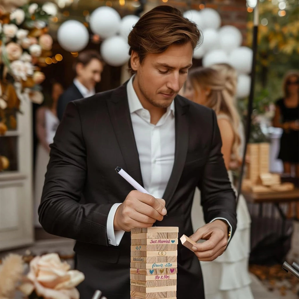 54-108pcs Wedding Guest Book Alternative Wooden Blocks Wedding Books for Guests to Sign Baby Shower Game Wedding Registry Ideas