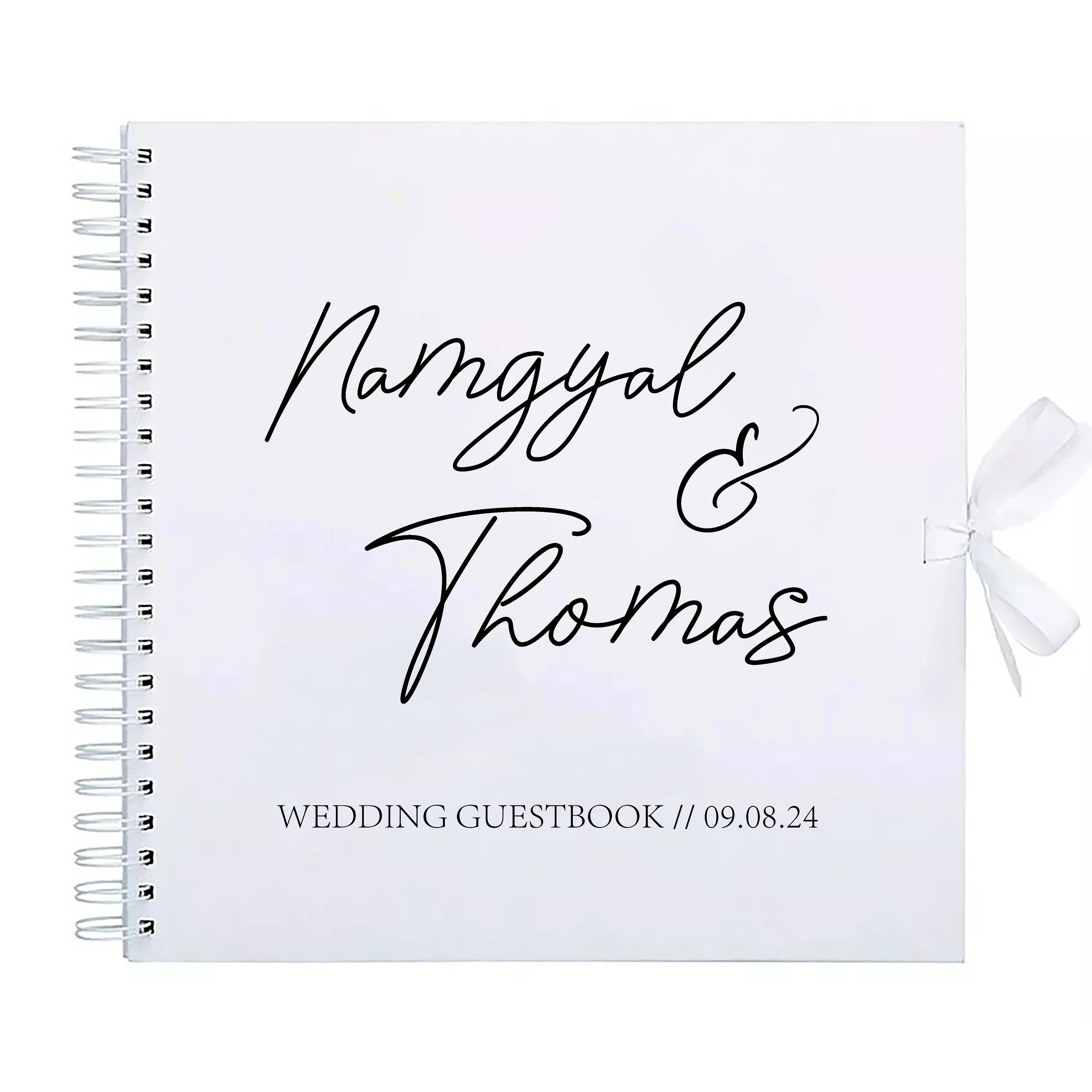 Personalized Wedding Guestbook with Ribbon Signing Book Weddings Ceremony Decoration Communion Signature Book Photo Album Gift