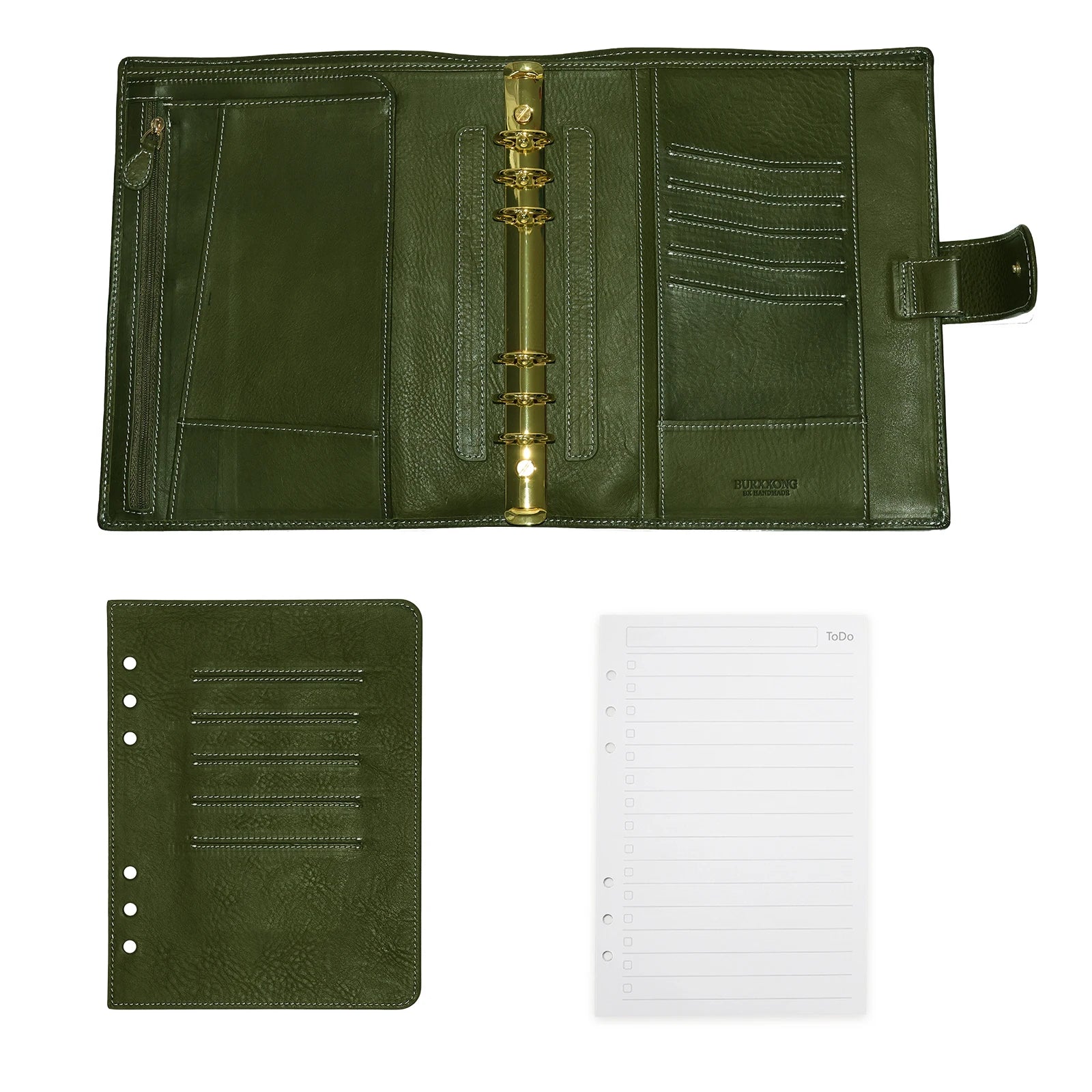 BURXXONG A5 Organizer Minerva Box Genuine Leather Journal Notebook,Stalogy Rings Planner Notebook with 30MM Binder Agenda Diary