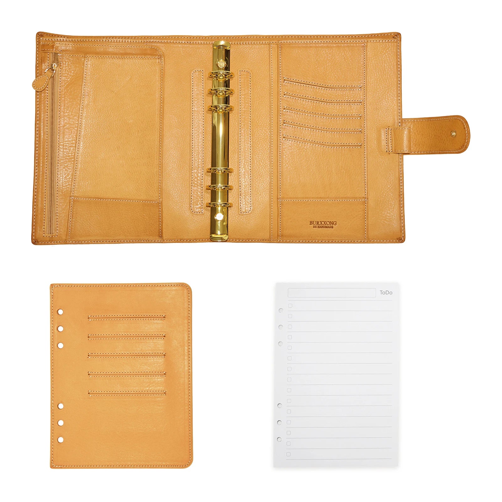 BURXXONG A5 Organizer Minerva Box Genuine Leather Journal Notebook,Stalogy Rings Planner Notebook with 30MM Binder Agenda Diary