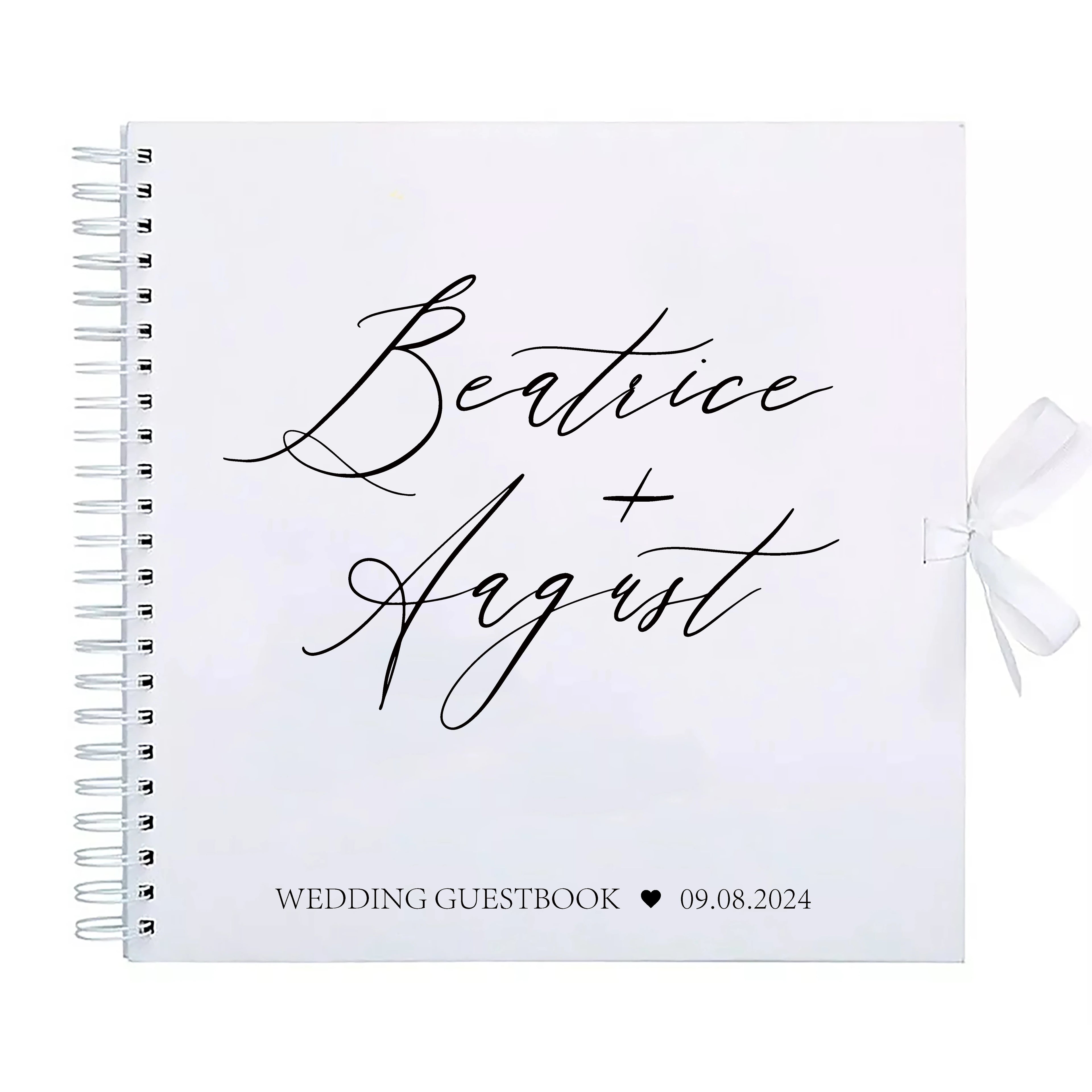 Personalized Wedding Guestbook with Ribbon Signing Book Weddings Ceremony Decoration Communion Signature Book Photo Album Gift