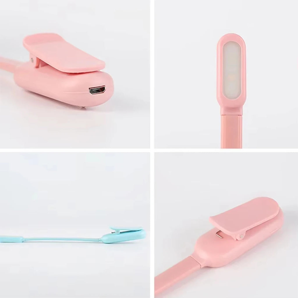Usb Rechargeable Mini Led Book Light Stepless Brightness Clip on Reading Lights Lamp 360° Bending Angle Cold Warm Neutral White