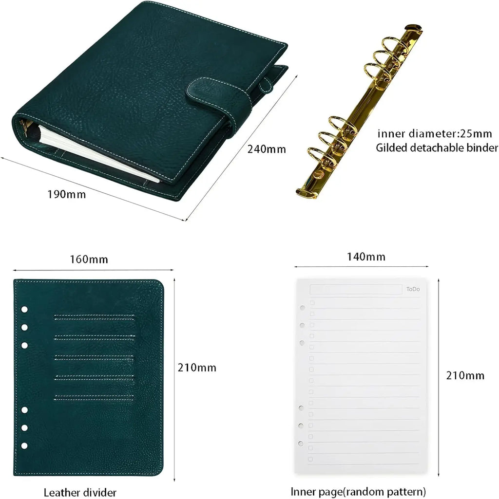 BURXXONG A5 Organizer Minerva Box Genuine Leather Journal Notebook,Stalogy Rings Planner Notebook with 30MM Binder Agenda Diary