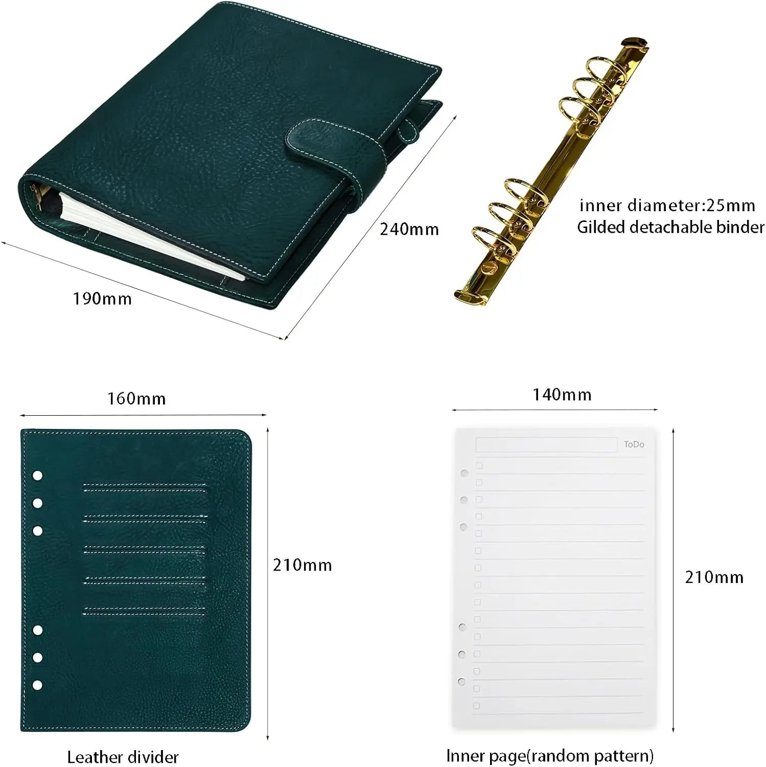 BURXXONG A5 Organizer Minerva Box Genuine Leather Journal Notebook,Stalogy Rings Planner Notebook with 30MM Binder Agenda Diary