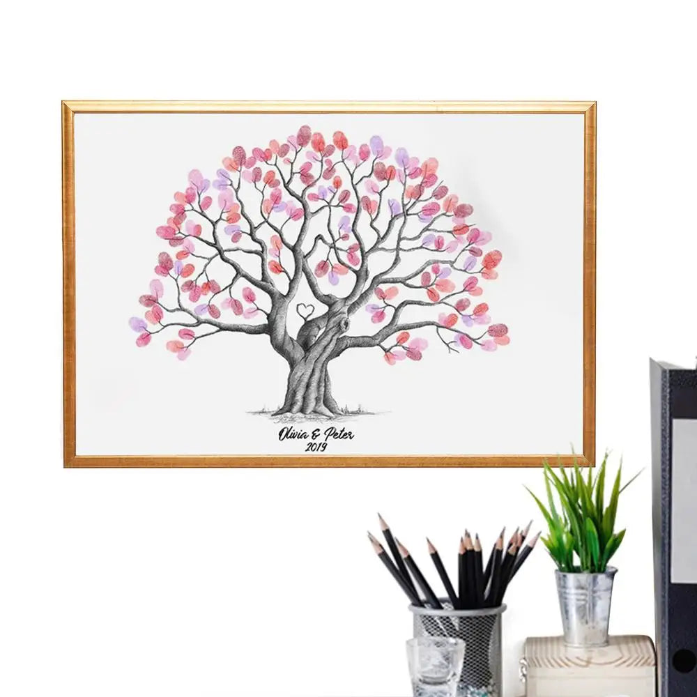 Fingerprint tree novelty wedding guestbook waterproof canvas guestbook fingerprint tree creative sign-in book for holiday partie