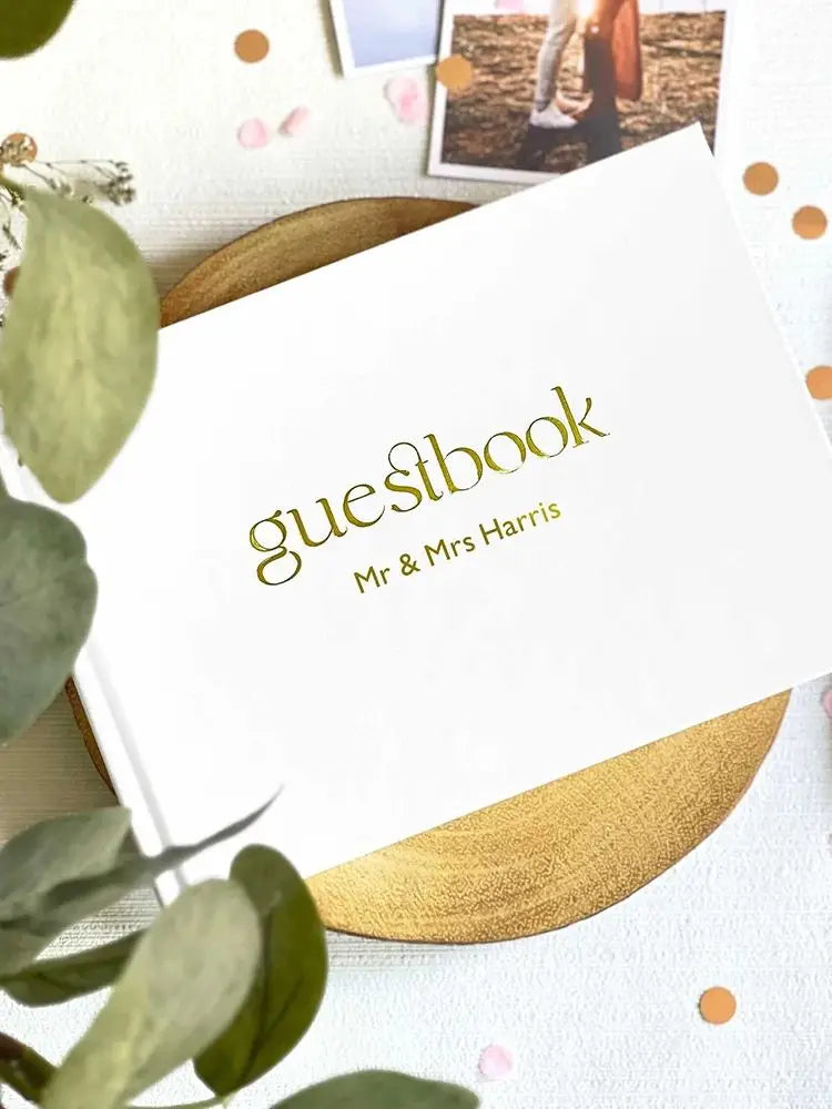 Personalized Wedding White Guest Book Simple Elegant Wedding Reception Signing Book Hardback Couples Keepsake Book