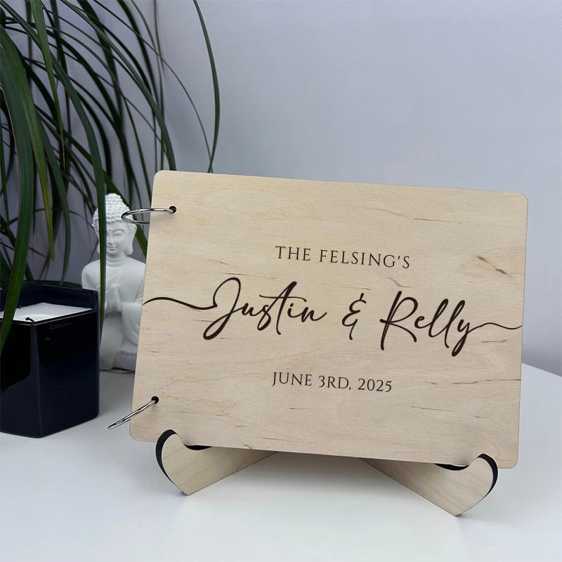 Personalised Wedding Wooden Guest Book Rustic A4/A5 Sign-in Book Custom Photo Album book Wedding Engagement Anniversary Gifts