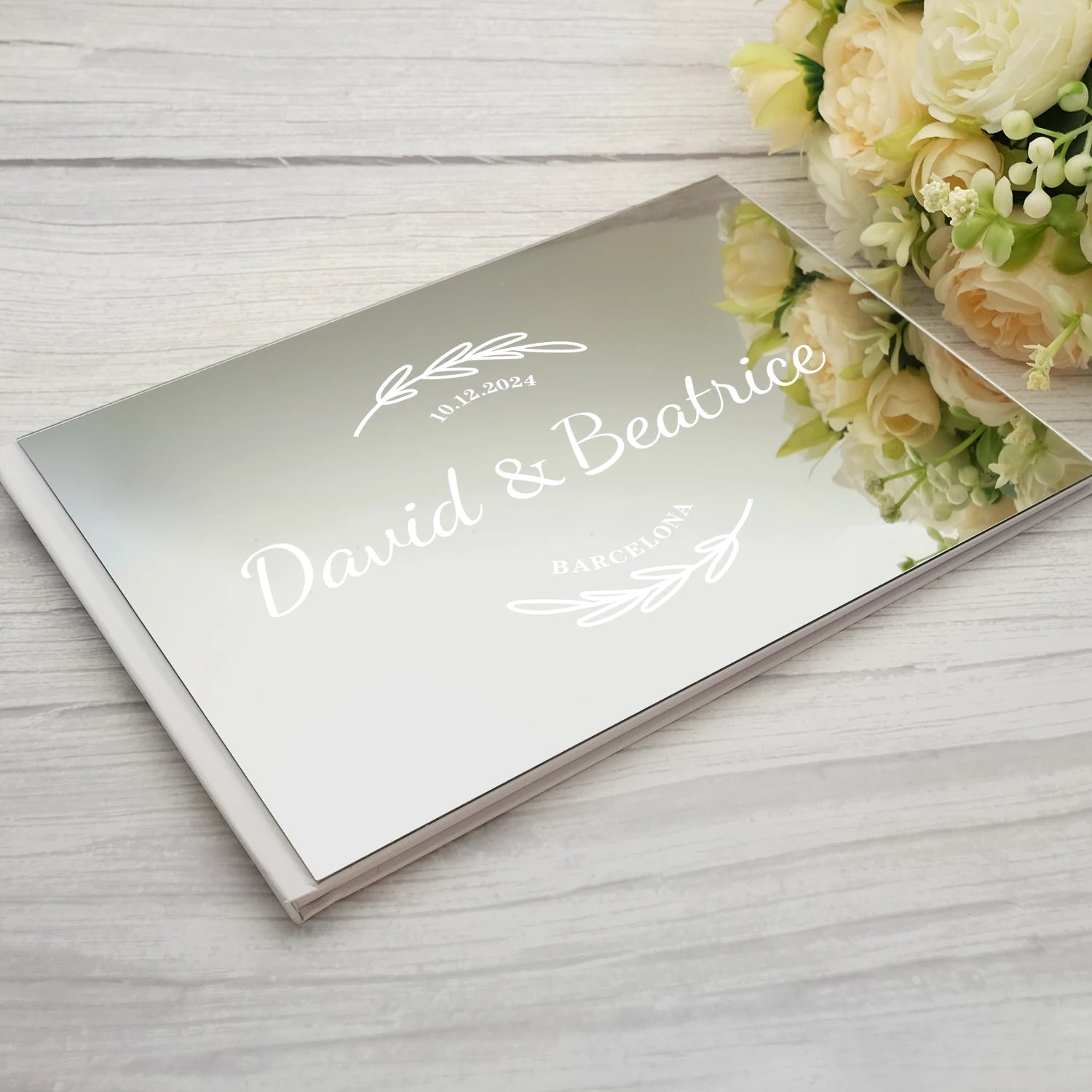 Personalized Wedding Custom Signature Guestbook Acrylic Cover Reception Book Engagement Rings Design Scrapbook Party Favors