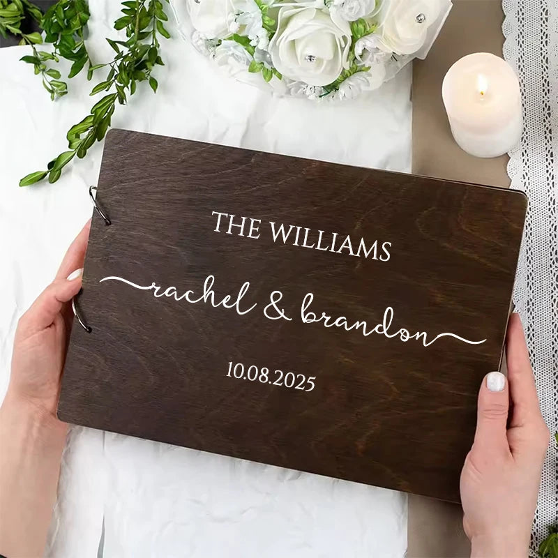 Personalised Wedding Wooden Guest Book Rustic A4/A5 Sign-in Book Custom Photo Album book Wedding Engagement Anniversary Gifts