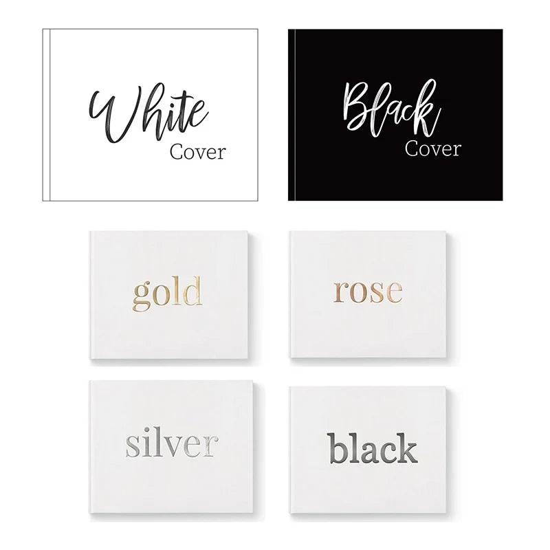 Personalized Modern Wedding Guest Book Minimalist Wedding Hardcover in Gold Custom name Anniversary Album Sign In Book