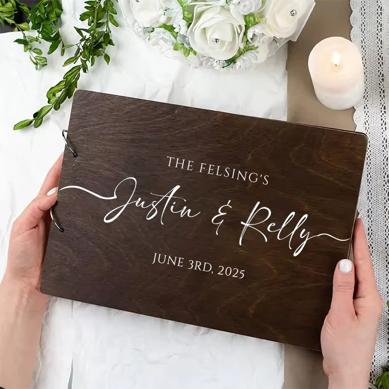 Personalised Wedding Wooden Guest Book Rustic A4/A5 Sign-in Book Custom Photo Album book Wedding Engagement Anniversary Gifts