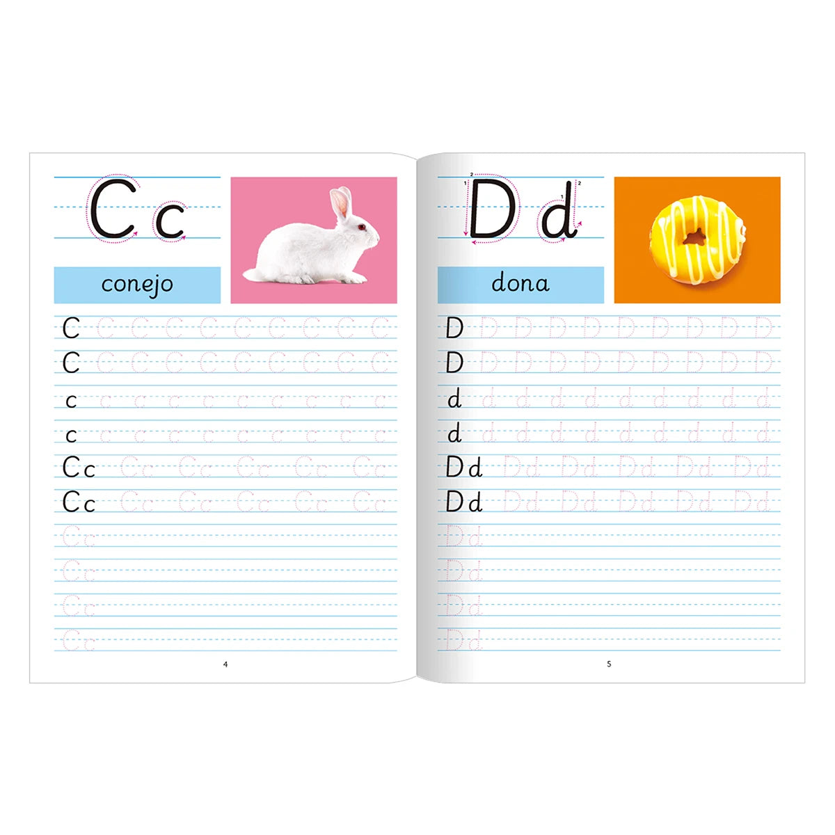 Children's Word Copying Book Alphabet Numbers Word Study Children's Head Start Series Spanish and English