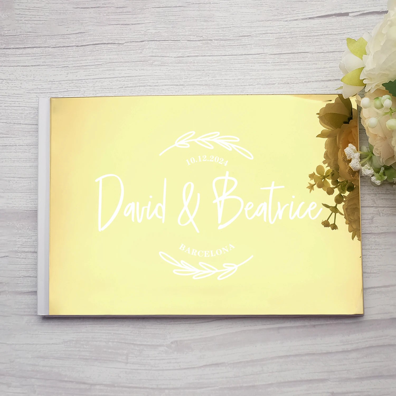 Personalized Wedding Custom Signature Guestbook Acrylic Cover Reception Book Engagement Rings Design Scrapbook Party Favors