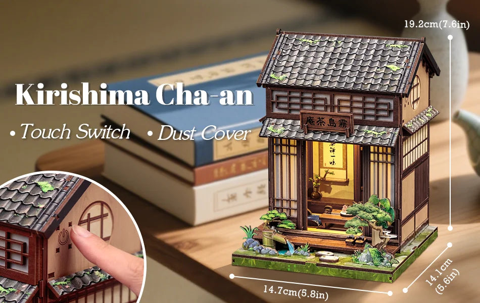 Cutebee DIY Book Nook Kit Miniature Dollhouse Bookshelf Insert Wooden Bookend 3D Building Model for Kid Gifts Japanese Style