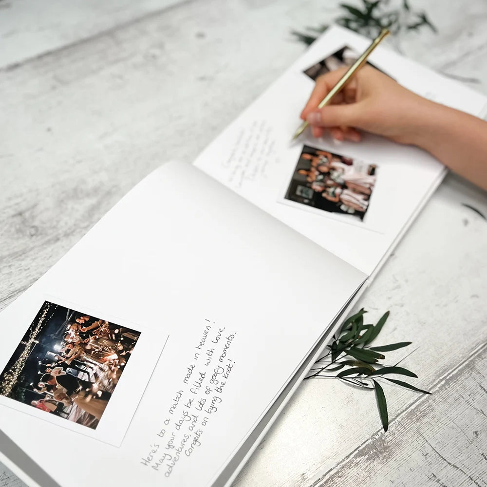 Personalized Modern Wedding Guest Book Minimalist Wedding Hardcover in Gold Custom name Anniversary Album Sign In Book