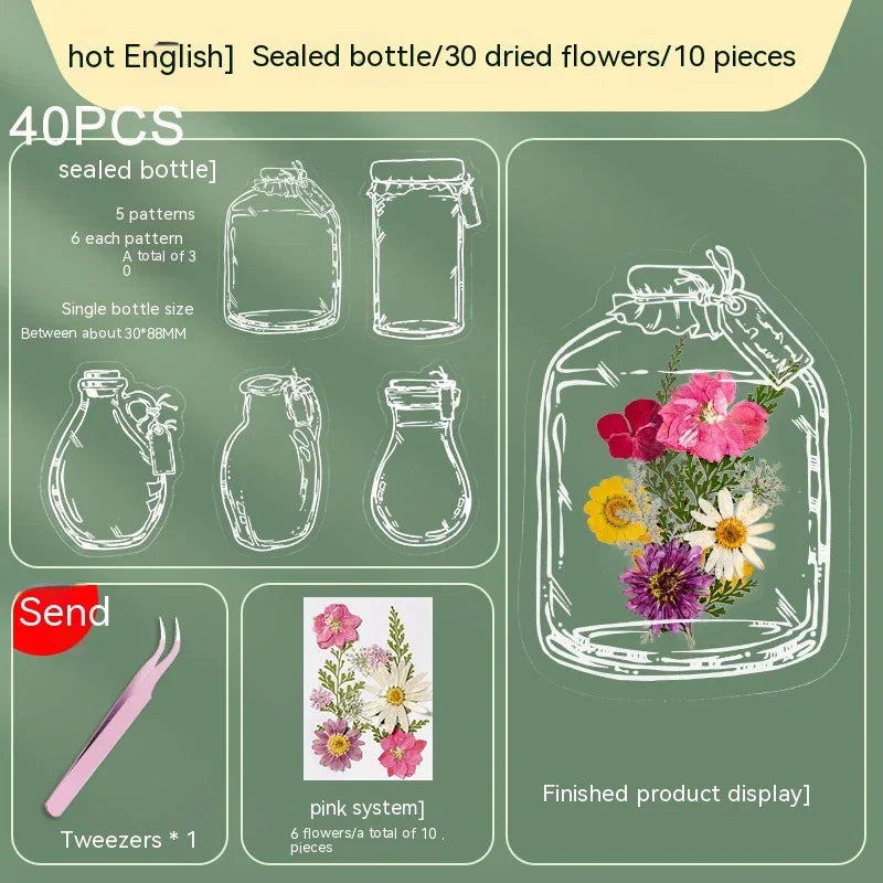 20-100pcs Diy Transparent Dried Flower Bookmarks Students Handmade Creative Small Bottle Plant Specimens Book Mark Stationery