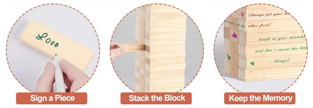 54-108pcs Wedding Guest Book Alternative Wooden Blocks Wedding Books for Guests to Sign Baby Shower Game Wedding Registry Ideas
