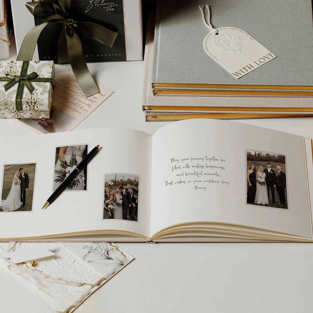Elegant wedding guest register, engagement signature book, wedding anniversary book, minimalist wedding hardcover album
