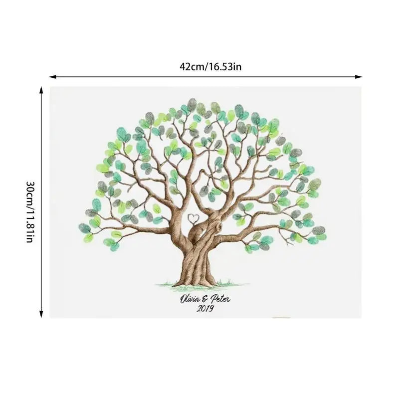 Fingerprint tree novelty wedding guestbook waterproof canvas guestbook fingerprint tree creative sign-in book for holiday partie